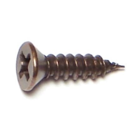 Midwest Fastener Wood Screw, #5, 1/2 in, Plain Brass Flat Head Phillips Drive, 50 PK 69881
